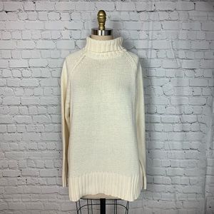Route 66 Sweater Ivory Turtleneck Cuffed Chunky